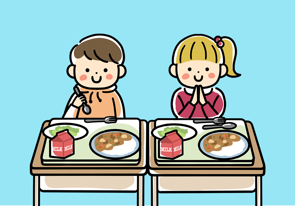 給食を食べる子ども